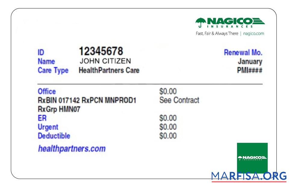 Printable Dominica health insurance card example